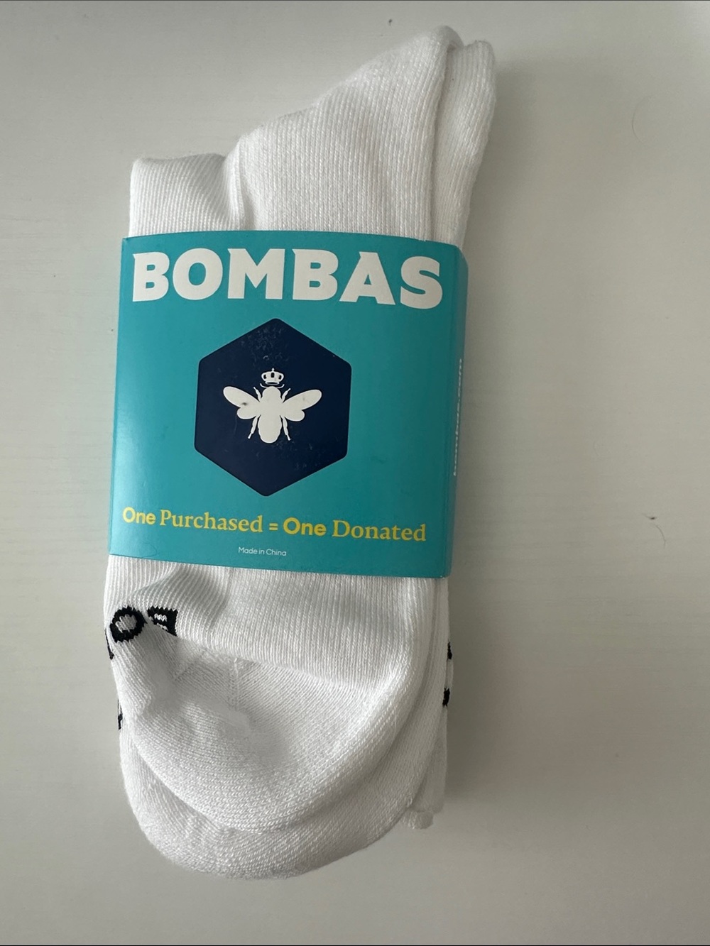 Bombas White Men's Athletic Crew Socks with Logo Detail